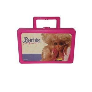 Vintage 1990 Mattel Barbie Pink Plastic Handled Carrying Case Kids Katchall